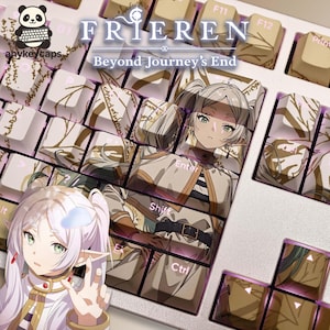 Teclas de Anime Frieren / Juego de 108 teclas para teclados mecánicos / Juego de teclas personalizadas y adorables