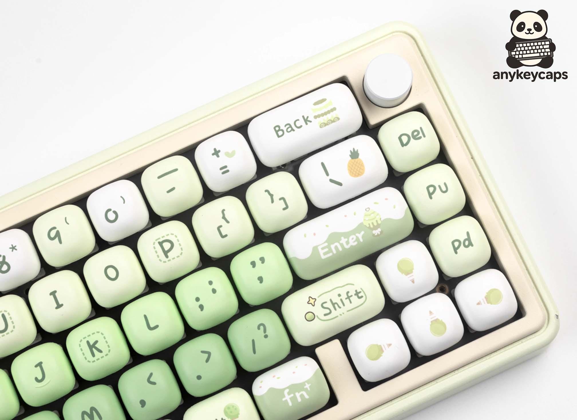 Mint Green Keycap Set | 140 Keys | PBT | MOG Profile | Cute Dessert Theme | Dye Sublimation