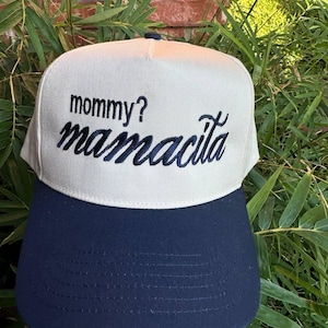 Embroidered Mommy? Mamacita Vintage Women&#39;s Trucker Hat Baseball Cap, Mommy Mamacita Custom Two Tone Baseball Cap, Love Island Hat