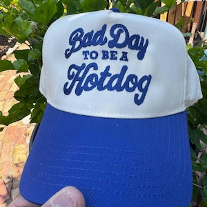 Bad Day To Be A Hot Dog Embroidered Trucker Hat, Baseball hat, Summer hat, Funny Trendy Snapback Hat Fourth of July Cap