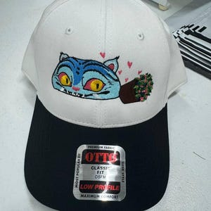 Embroidered Demon Derpy Tiger Two Tone 6-Panel Low Profile Baseball Cap/Hat, Kpop Demon Hunters Baseball Cap, Trendy Cute Tiger Hats