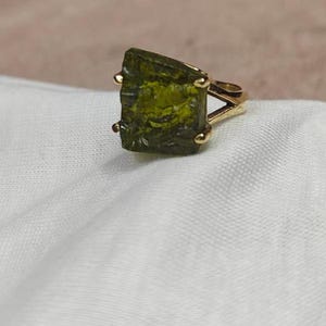 Moldavite Ring, 925 Sterling Silver Ring, Raw Stone Moldavite, Genuine Czech Republic Moldavite Gemstone Ring, Women&#39;s Ring