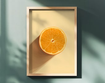 Sliced Orange Wall Art, Fruit Printable Art, Minimalist Kitchen Decor, Digital Download, Modern Home Art, Citrus Print, Instant Download