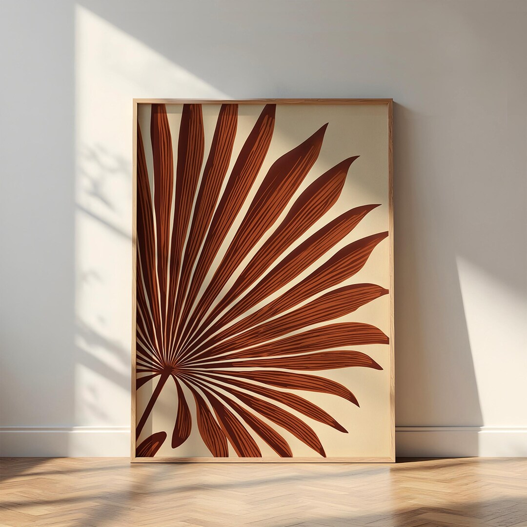 Rustic Palm Leaf Wall Art Printable | Minimalist Boho Botanical Decor ...