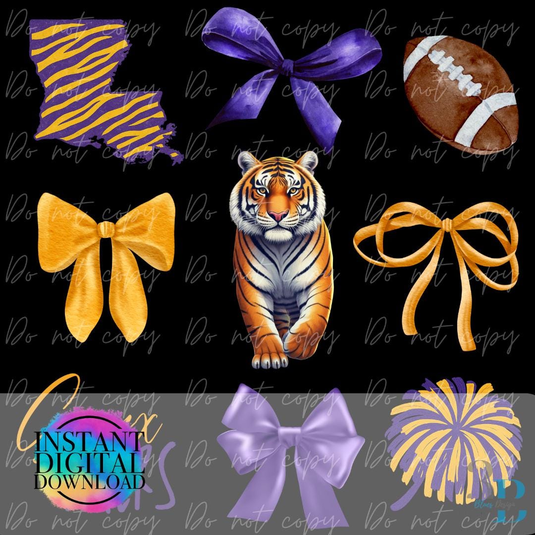 Tigers | Collette Bow Collage | College Football | Louisiana Design Png ...