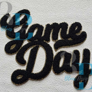 Black Game Day Chenille Iron-on Patch