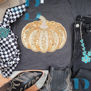 XL Pumpkin Sequin & Glitter Iron-on Patch