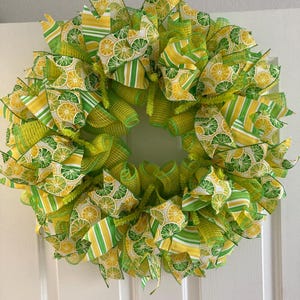 Bright Lemon Lime Wreath; Citrus Decor; Summer Wreath; Lime Lemon Wreath; Summer Citrus Wreath; Fruit Wreath; Yellow Green Wreath