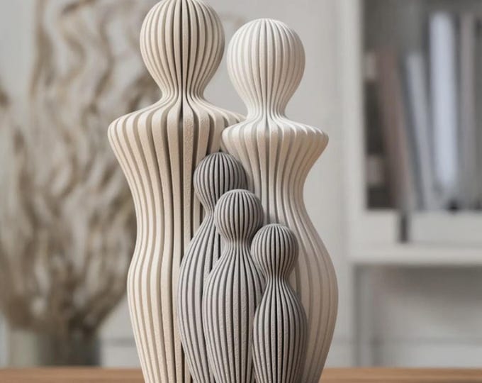 Personalized Family Figure Set, Modern Abstract Polymer Sculpture