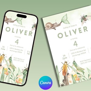 Bug Geburtstagseinladung: Skurriles Natur-Design (Digitaler Download)