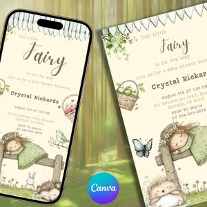 Fairy Baby Shower Invitation: Enchanted Forest, Floral Template (Digital Download)