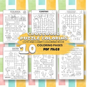 Crossword Puzzle Book for Adult Activity Game Printable Bundle with Solution 10+ pages Instant Download Ready to Print