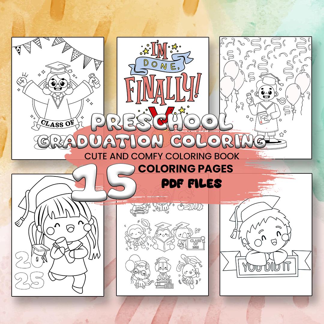 Editable Graduation Coloring Pages, Graduation Party Coloring Pages, Class of 2025 Coloring Pages Printable Graduation Coloring Pages