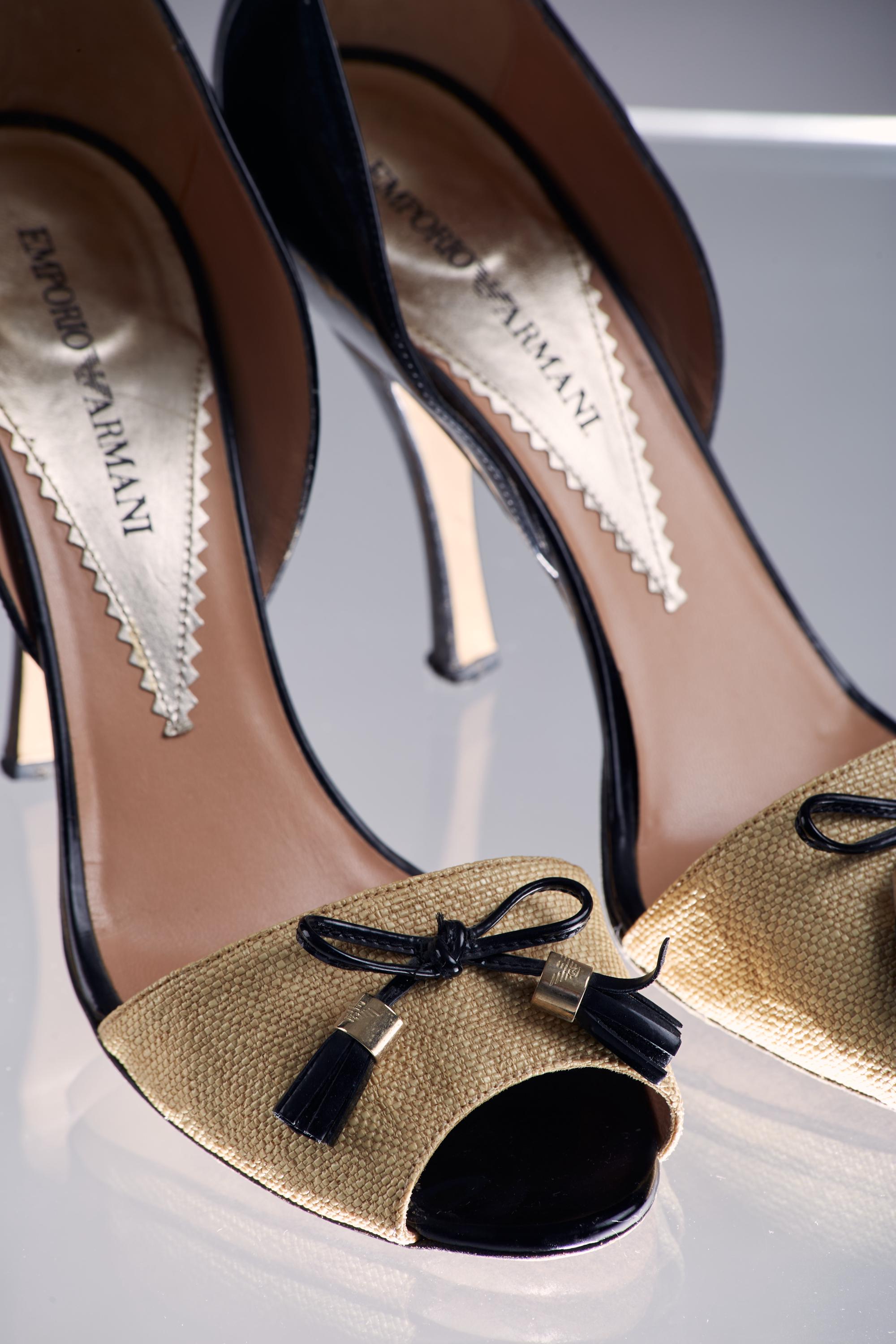 Emporio Armani Vintage 2000s Peep-toe Stiletto Heels – Black