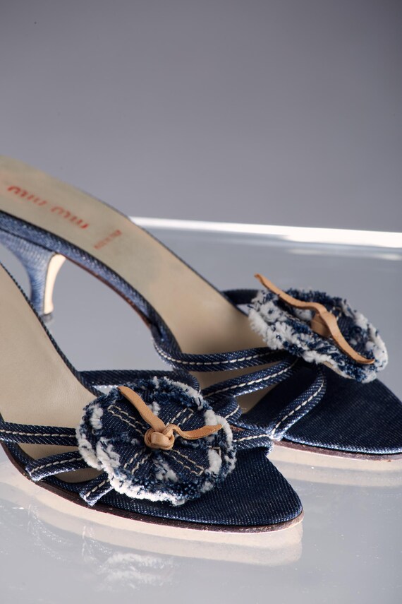 靴 Vintage Miu Miu Denim Sandals 36 MIU MIU ◇ Sandals / 36 / IDG / Denim | eBay