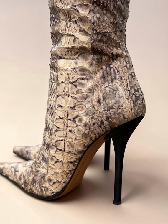 Gianmarco Lorenzi Python Knee-High Boots – Vintag… - image 4