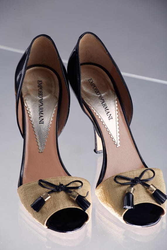 Emporio Armani Vintage 2000s Peep-toe Stiletto Heels – Black