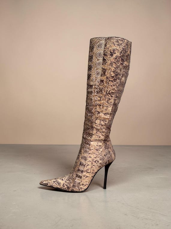 Gianmarco Lorenzi Python Knee-High Boots – Vintag… - image 1