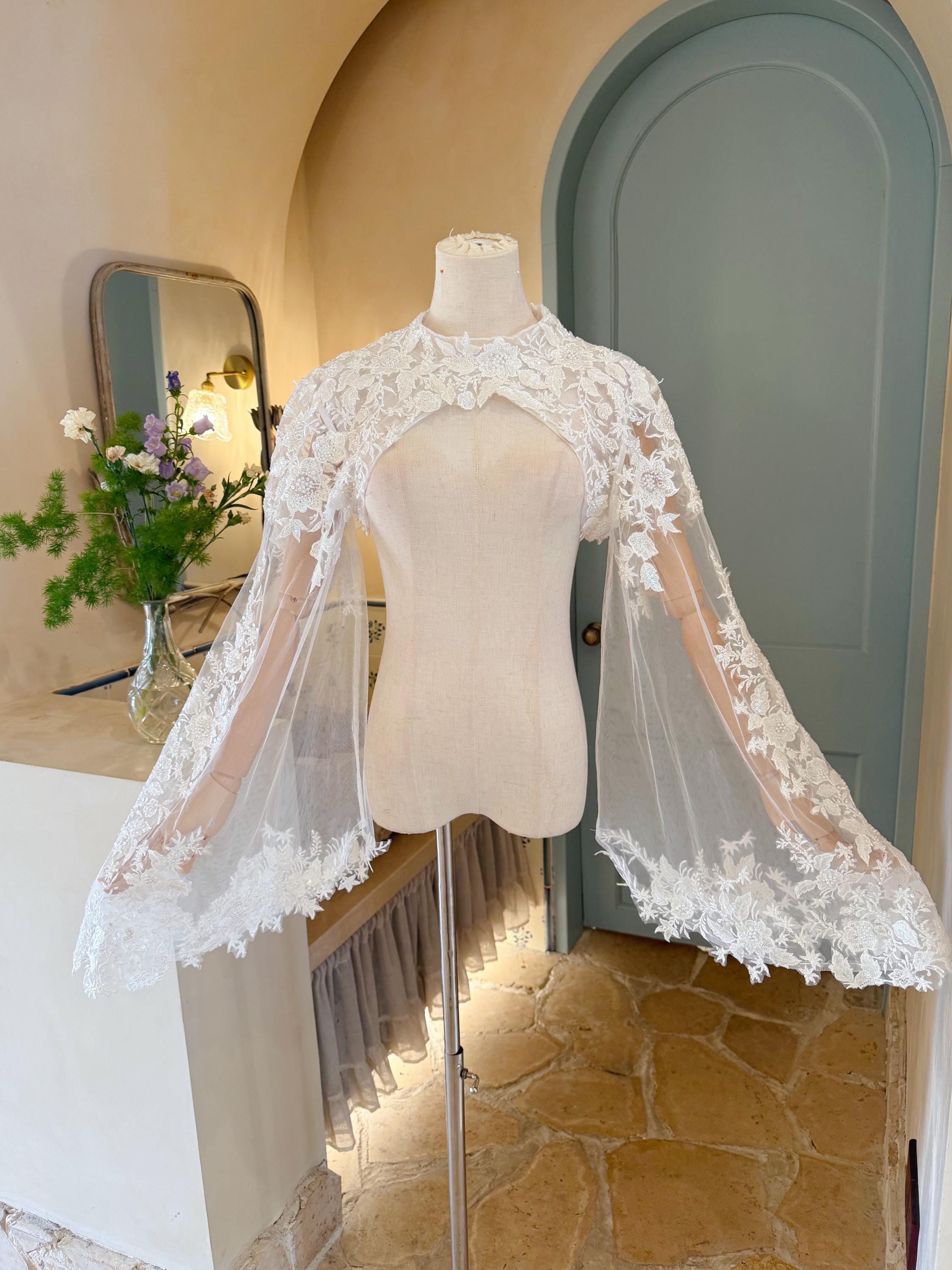 lace undershirt for wedding dress Amazon.com: Bridal Blouse Lace Top  Long Sleeve Wedding Dress Topper White  Bolero Shrug  Elegant Lace Coverup for Gowns  Bridal Gown Toppers  Accessory (XS/S)