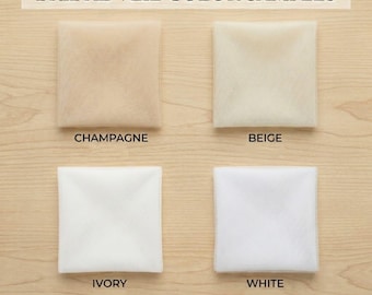 Färgprov (elfenben, champagne, vit, beige), fler färger tillgängliga på begäran. Kontakta oss för fler färgprover.