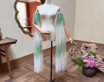 Manchettes de mariée vert ombré Manches amovibles en tulle doux Manches amovibles vert sauge fée Manches de mariée vert dégradé Couvre-bras de mariée