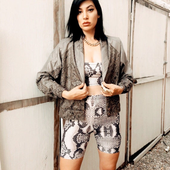 90s Snakeskin Bomber Jacket, Snakeskin Coat, 90s j