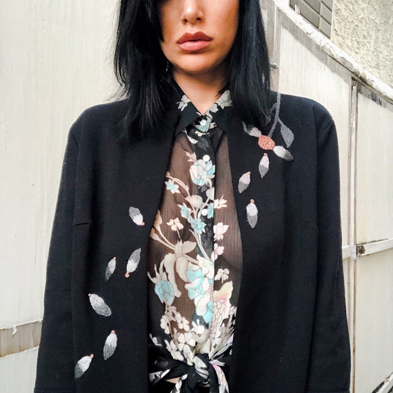 60s Floral Cardigan, Embroidered Cardigan, Butte K