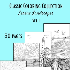 Classic Coloring Sheets for Adults - Serene Landscapes Set 1