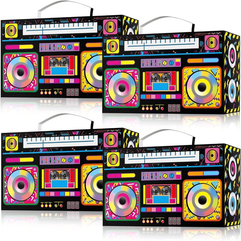 80s Exploding Target Box 4 Retro Favor Boombox 80s 90s Theme Wedding Radio Candy Containers ...