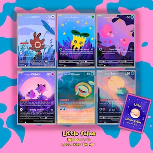 Little Fellas - Meio conjunto - 6 cartões holográficos fofos de fãs do PKM - presente perfeito para fãs e colecionadores