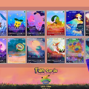 Little Fellas - Conjunto completo - 12 cartões holográficos fofos de fãs do PKM - presente perfeito para fãs e colecionadores