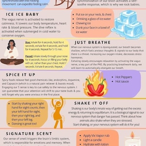 以下が含まれることがあります： 「10分以内に不安を軽減する10のハック」と題された情報グラフィック。 深呼吸や香りを使用するなど、不安を管理するためのヒントが掲載されています。 この画像は、不安をすばやく軽減するための戦略を提供するように設計されています。