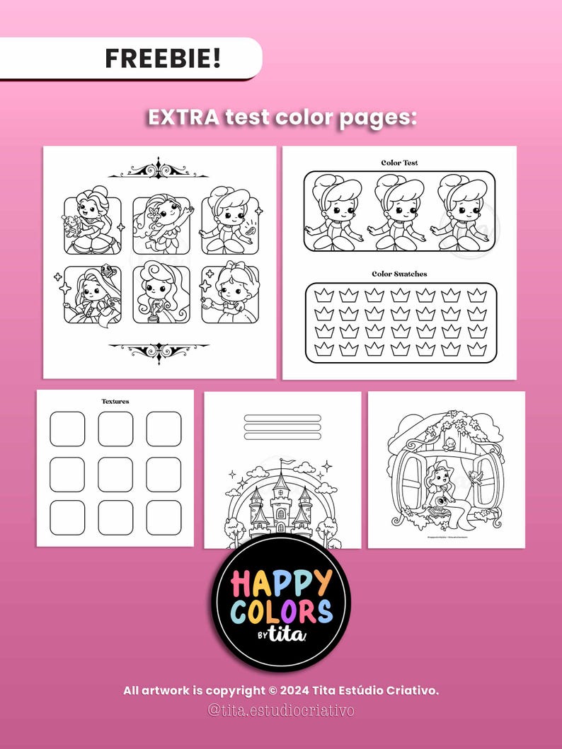 Princess coloring book, coloring pages with cute princesses, relaxing