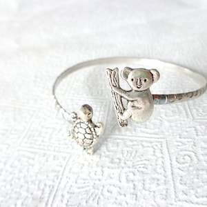 Pulsera de envoltura de koala con tortuga, pulsera de animales, pulsera de dijes, brazalete
