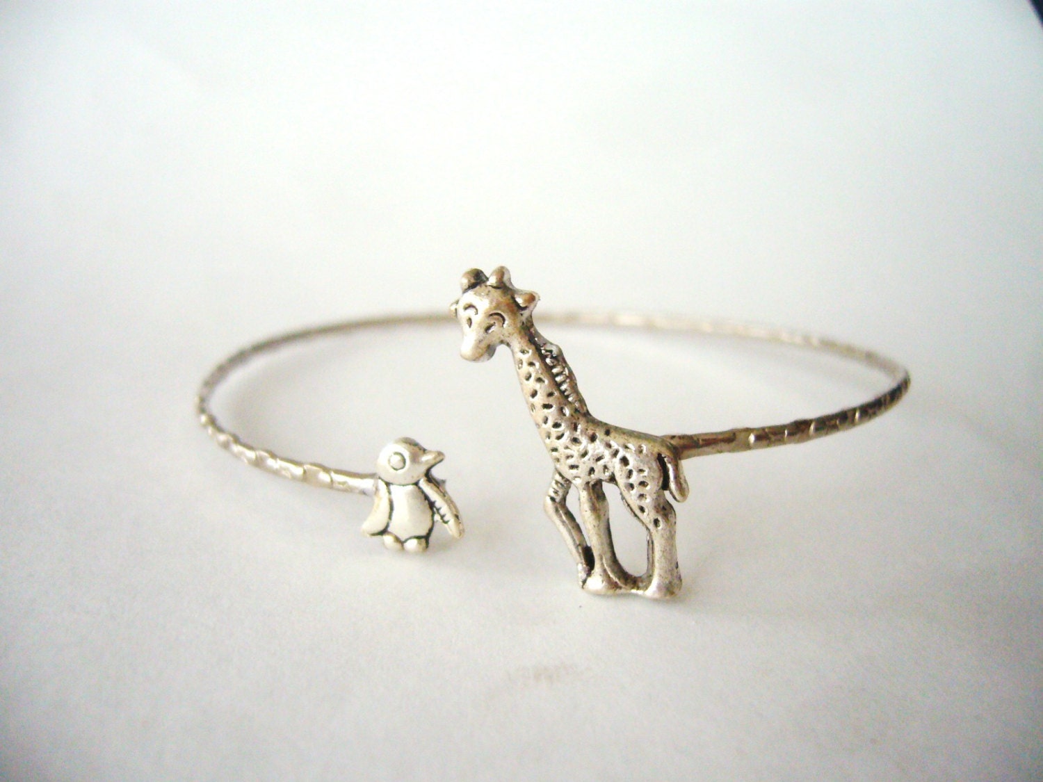 Giraffe Cuff Bracelet With a Penguin Wrap Style Animal Etsy