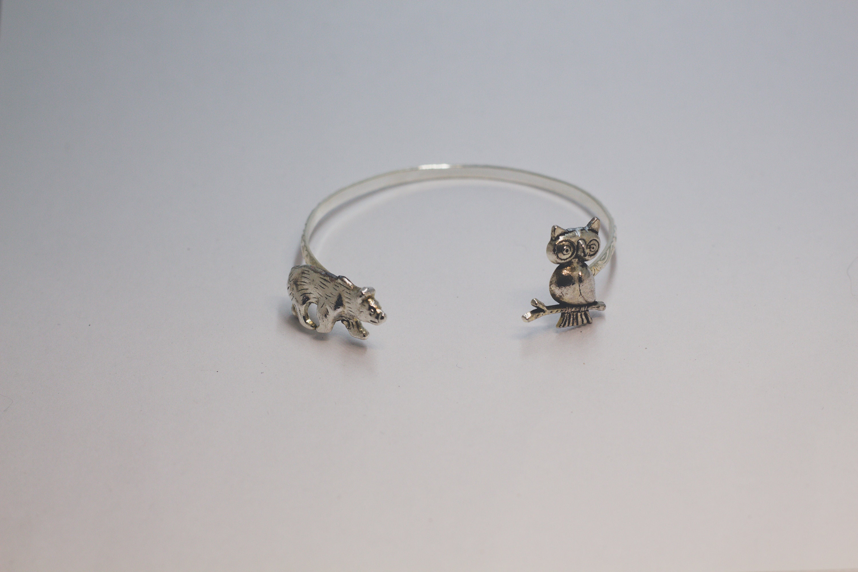 Owl cuff bracelet wrap style, animal bracelet, charm bracelet, bangle