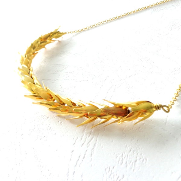 Gold wheat necklace