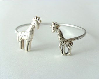 Giraffes cuff bracelet wrap style, animal bracelet, charm bracelet, bangle