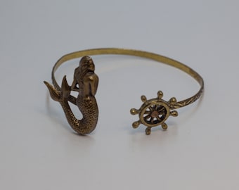 Pulsera de sirena con barco. envolver joyas de sirena, pulsera de animales, pulsera de dijes, brazalete