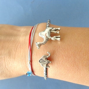 silver elephant and camel bracelet, animal bracelet, charm bracelet, bangle image 3