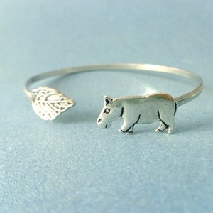 Hippopotamus cuff bracelet, wrap style, animal bracelet, charm bracelet, bangle image 2