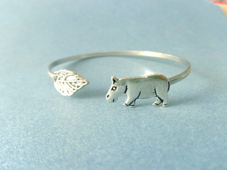 Hippopotamus cuff bracelet, wrap style, animal bracelet, charm bracelet, bangle image 2