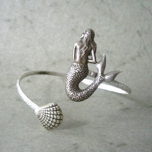 mermaid bracelet with a shell, wrap jewelry, animal bracelet, charm bracelet, bangle