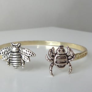 spider bee insect cuff bracelet, wrap style, animal bracelet, charm bracelet, bangle