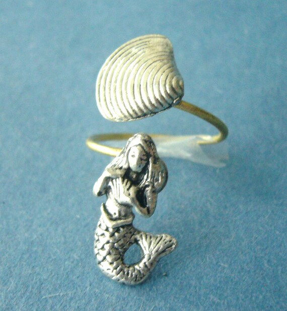 Silver Mermaid Ring Adjustable Ring Animal Ring Silver Ring