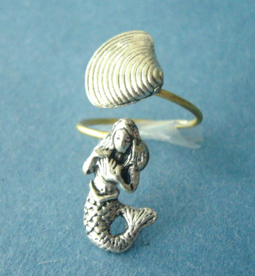 Silver Mermaid Ring Adjustable Ring Animal Ring Silver Ring Statement Ring Etsy
