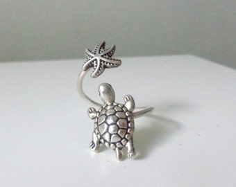 Silver turtle  shell ring, adjustable ring, animal ring, silver ring, statement ring