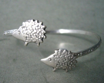 hedgehog bracelet, wrap style, animal bracelet, charm bracelet, bangle