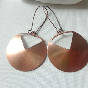 Copper earrings, fortune cookies earrings, minimal earrings