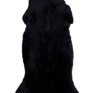Genuine Black Sheepskin Rug - Natural Longwool Pelt (100cm x 30cm) | Ultra Soft Decorative Fur Throw